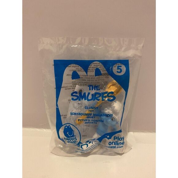 McDonald’s 2011 The Smurfs Clumsy Toy #5 Blue Happy Meal Toy - Picture 2 of 5